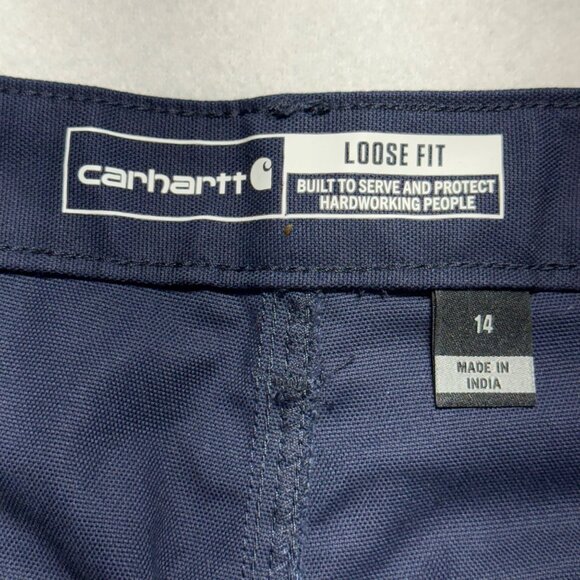 Carhartt Womens Rugged Flex Loose Blue Canvas Work Shorts Size 14 NWT 10" Inseam - Picture 6 of 12